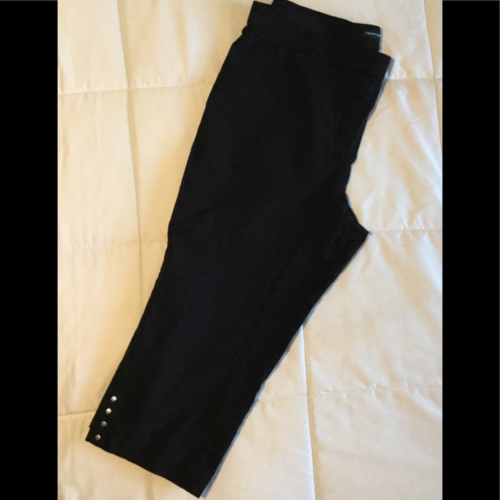 Black Capris with Silver Buttons at bottom